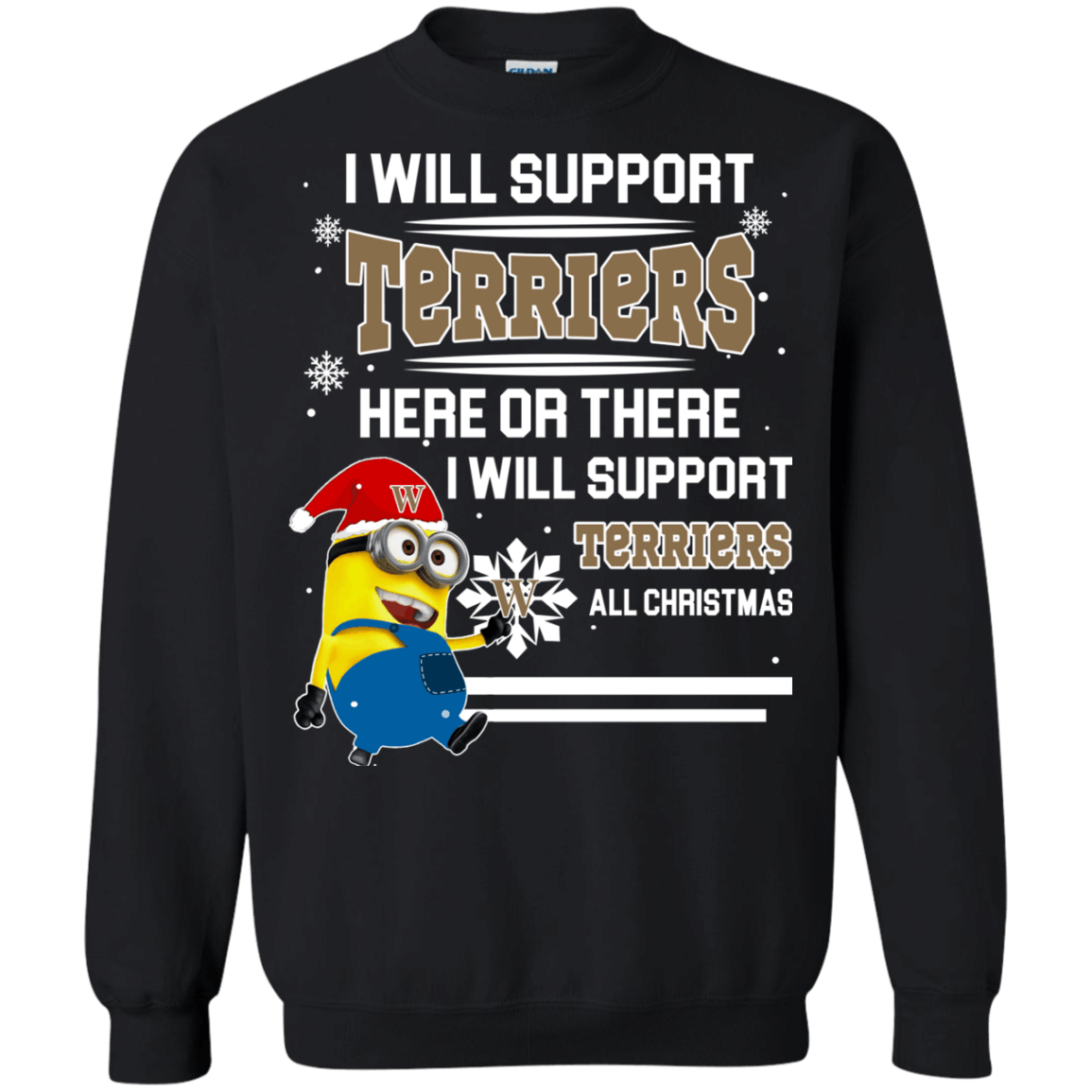 Amazing shirt Wofford Terriers Minion Ugly Christmas Sweaters Support Here Or There All Christmas Sweatshirts