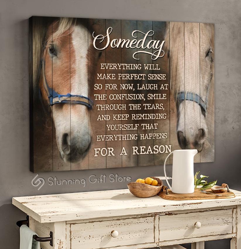 Stunning Gift Horse Canvas Everything Happens For A Reason Wall Art Gift Idea For Horse Lover