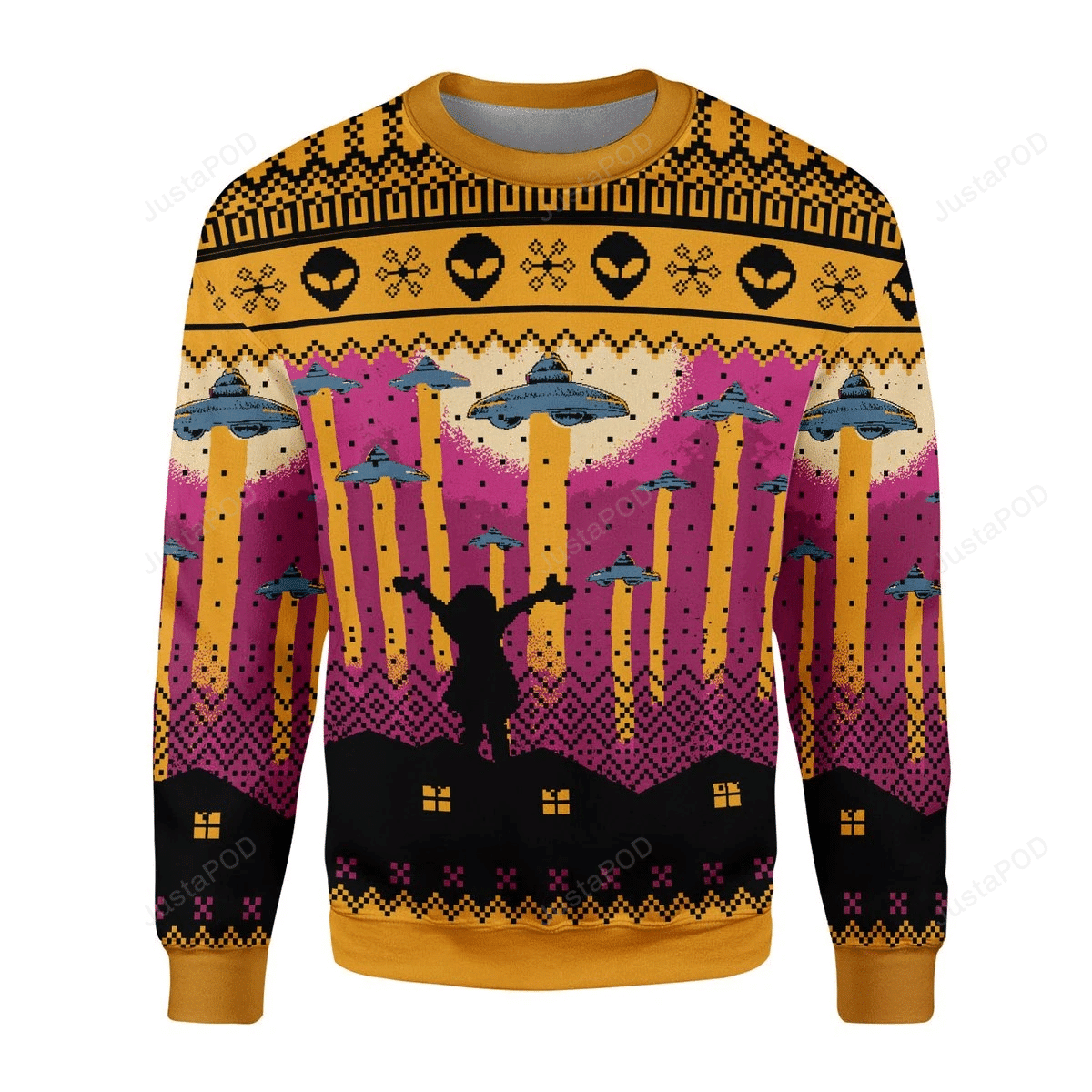 Aliens Take Me Away Ufo Ugly Christmas Sweater, All Over Print Sweatshirt