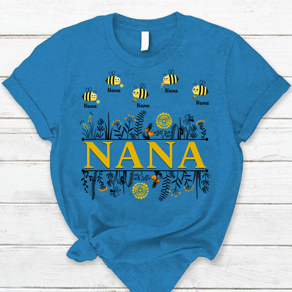 Personalized Wild Flower With Bees Shirt For Grandma Hn98 Lihd