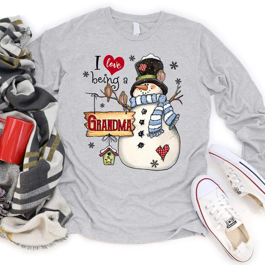 Personalized I Love Being a Grandma Snowman Shirt