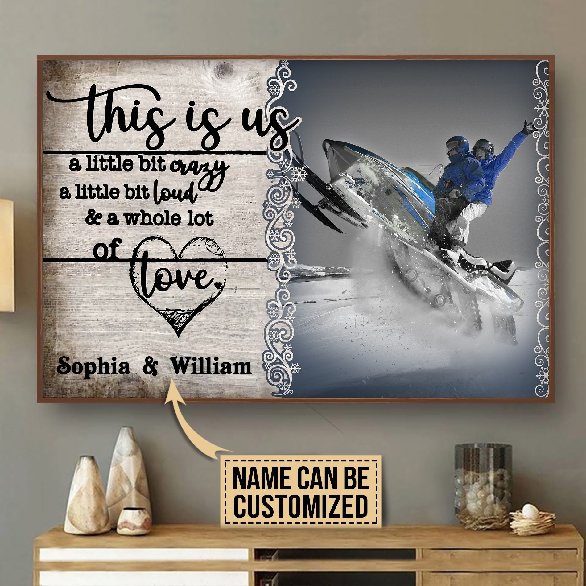 Aeticon Gifts Personalized Snowmobiling A Little Bit Canvas Mom Dad Gift Home Decor