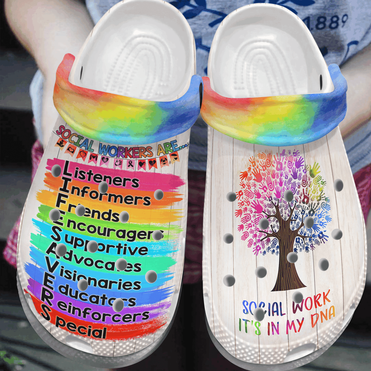 Social Work It’S In My Dna Personalized Clog, Custom Name, Text, Color, Number Fashion Style For Women, Men, Kid, Print 3D