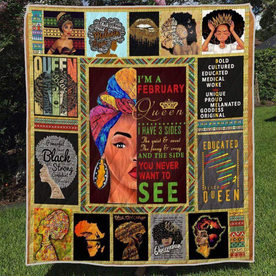 African American Quilt Designs I’m A February Queen Pretty Black Afro Lady Afrocentric Themed Gift Idea 250195