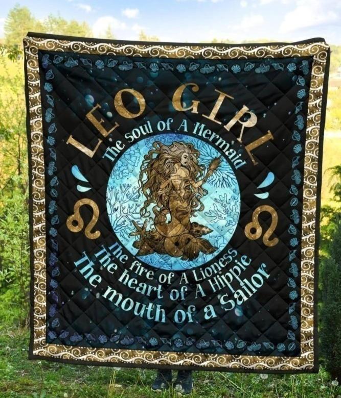 Leo Girl Soul Of A Mermaid Quilt Blanket Birthday Gift