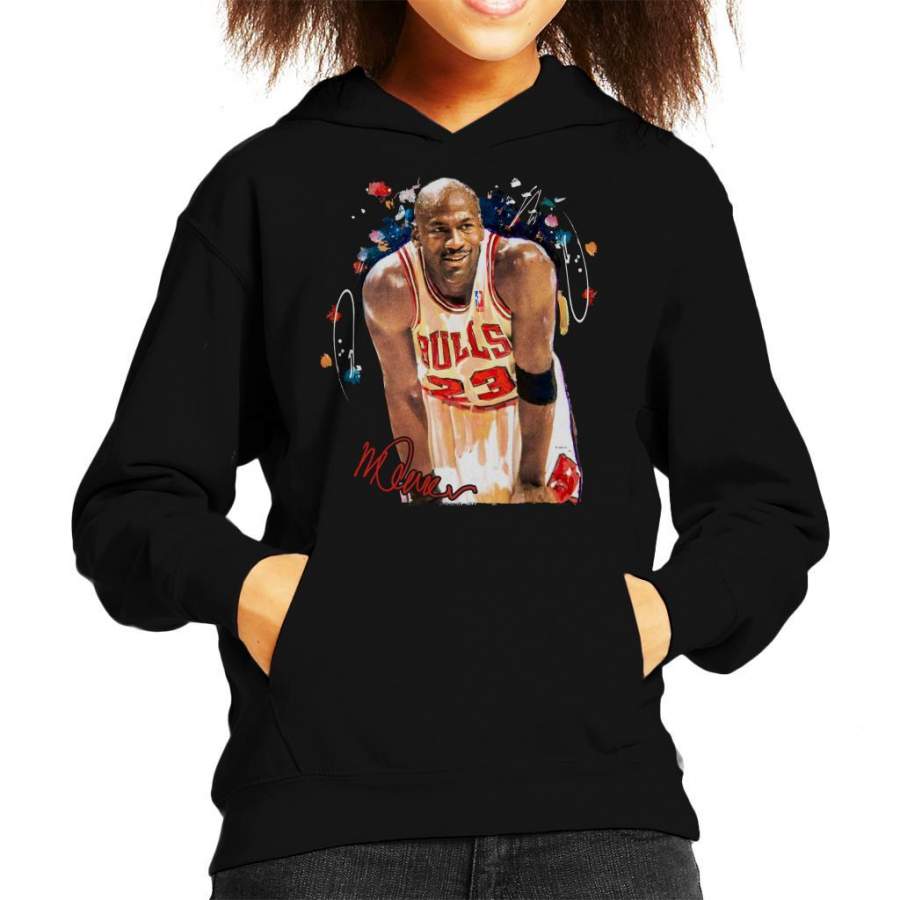 Sidney Maurer Original Portrait Of Michael Jordan Chicago Bulls Arm Band Kid’s Hooded Sweatshirt