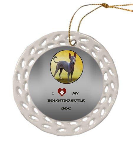 Xoloitzcuintli Mexican Hairless Dog Christmas Doily Ceramic Ornament