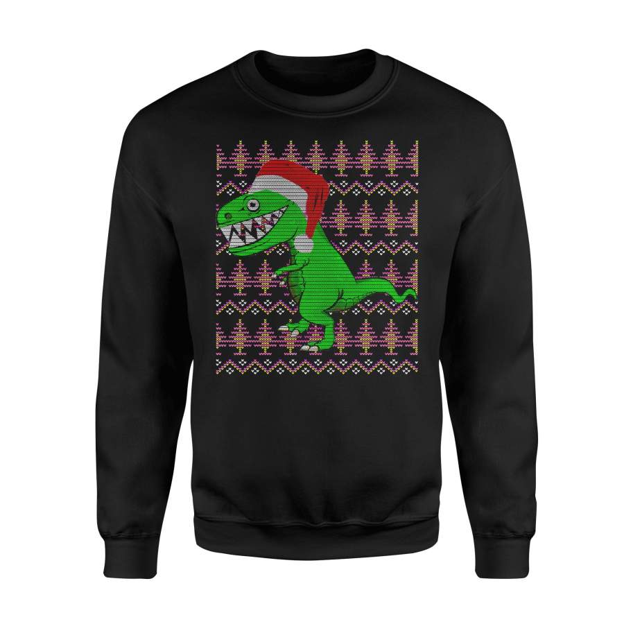 Christmas gift idea Funny T-Rex Dinosaur Ugly Xmas T-Shirt – Standard Fleece Sweatshirt