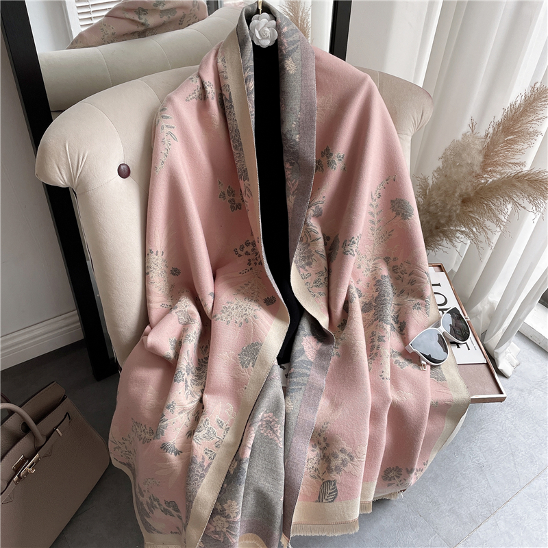 2022 Winter Poncho Shawl Cashmere Scarf forWomen Fashion Floral Print Pashmina Wraps Thick Warm Female Blanket Foulard Stole alx