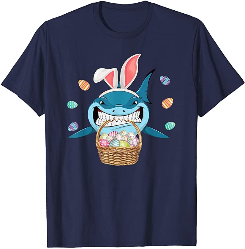 Cute Bunny Shark Easter Shirt For Boys Girls T-Shirt