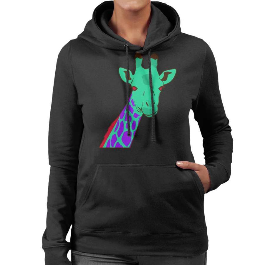 Brightly Coloured Giraffe Women’s Hooded Sweatshirt