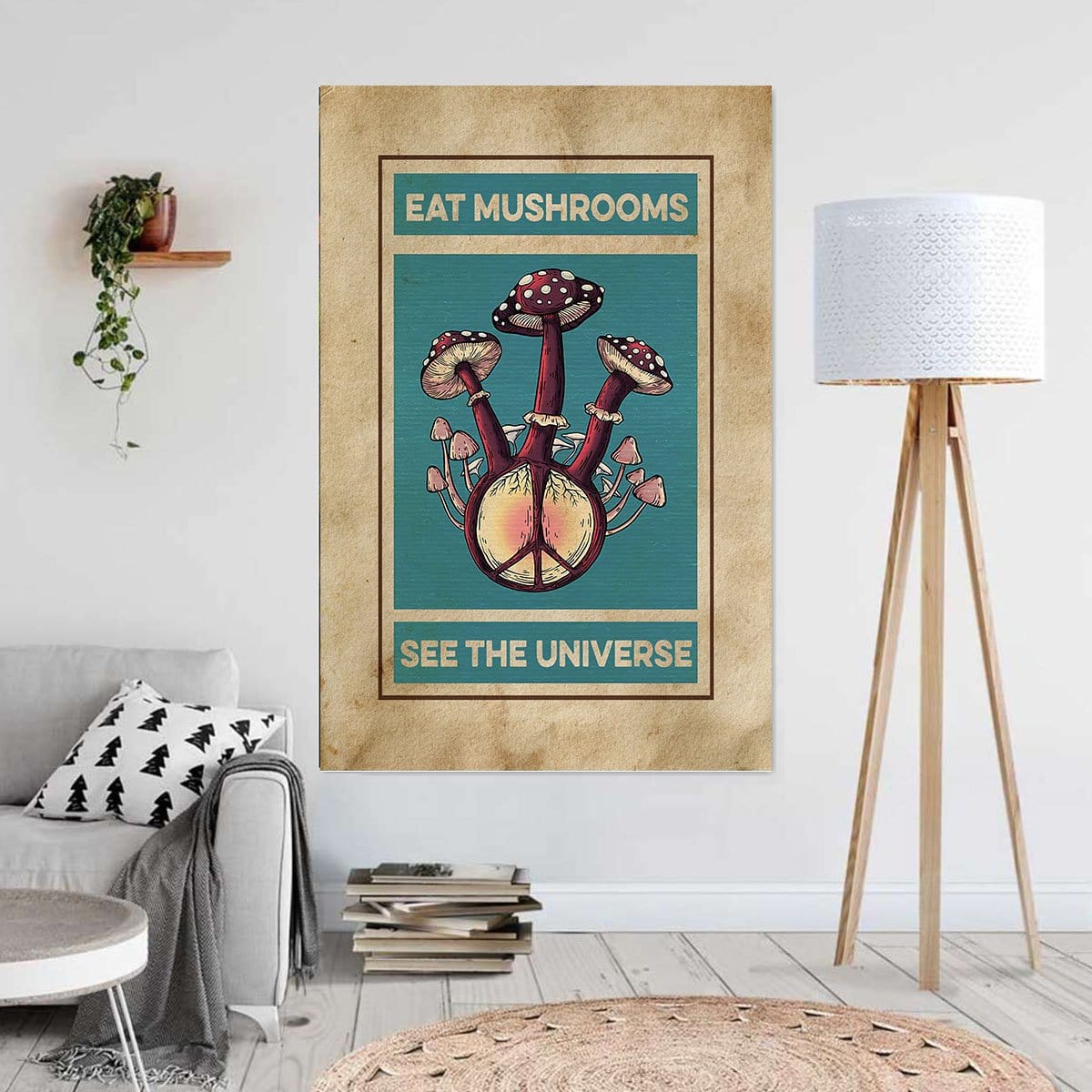 Canvas Prints Eat Mushrooms See The Universe Vingtage Wall Arrt Wall Art Home Decor