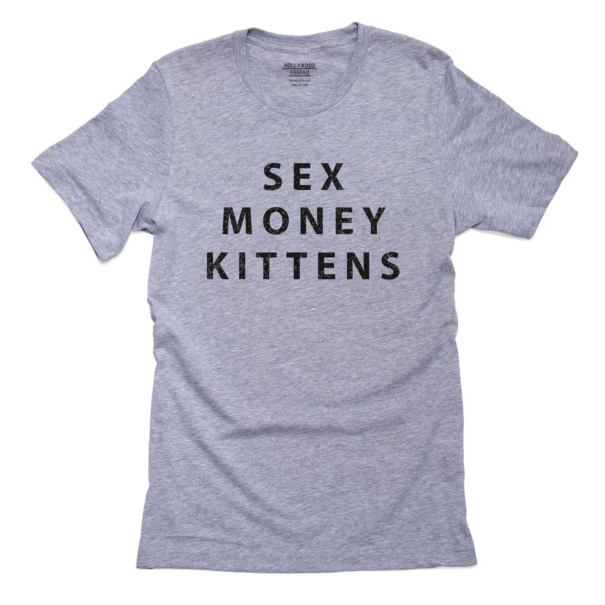 Sex. Money. Kittens. – Funny Cat Lover Capitalist T-Shirt, Framed Print, Pillow, Golf Towel