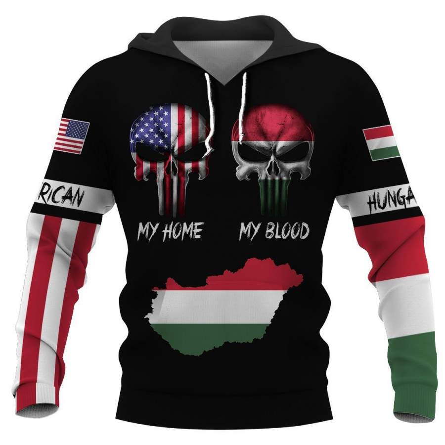 American my home Hungarian my blood hoodie 3D Full Printing