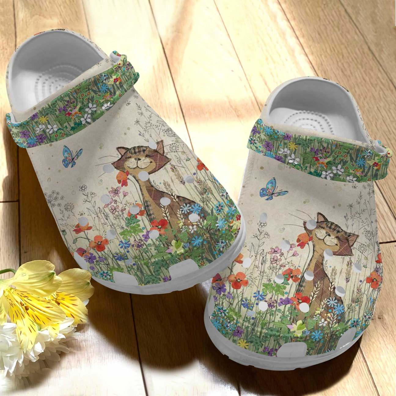 Cat Personalized Clog, Custom Name, Text Cat And Butterfly, Fashion Style For Women, Men, Kid, Print 3D