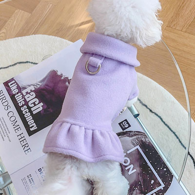 Sweater Dog Clothes Dog Jacket Autumn Winter Dog Coat Dress Candy Color Lapel D-Ring Pet Costume Clothing For Small Dogs Chiwawa alx