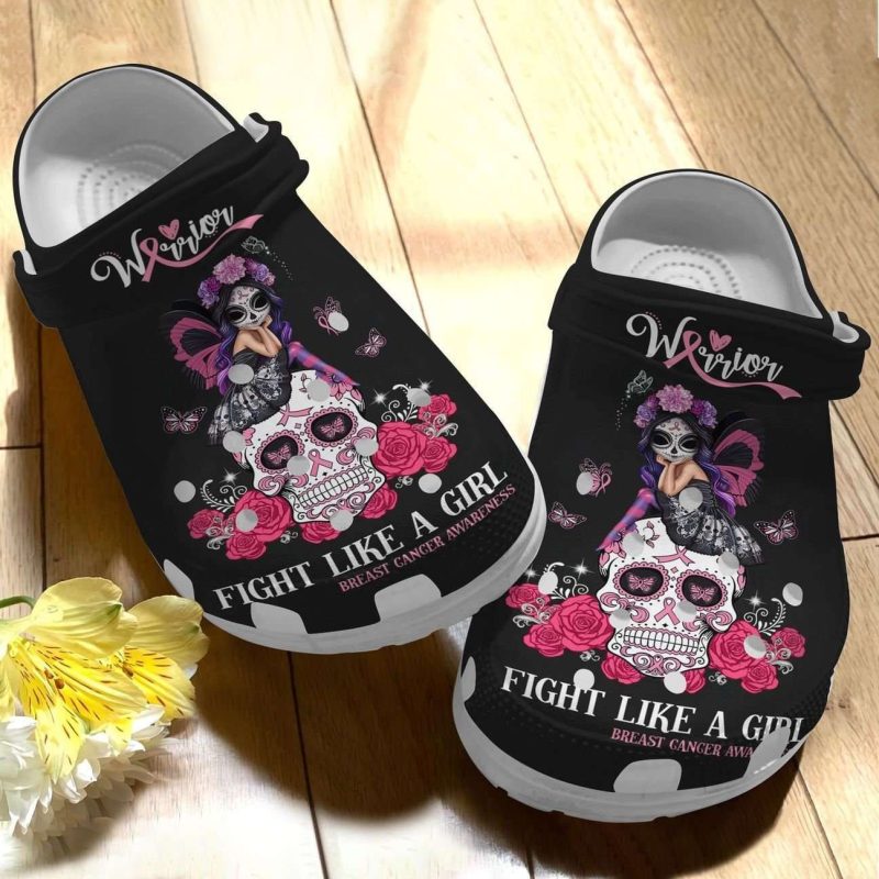 Breast Cancer Awareness Fight Like A Girl Fairy Sugar Classic Clogs Shoes