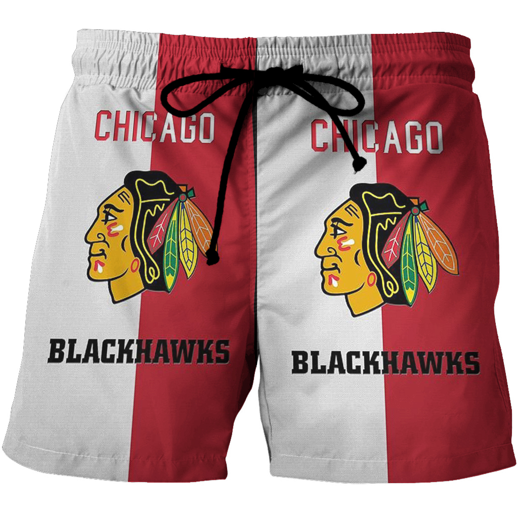 Chicago Blackhawks Emblem Texture2 3D All Over Print Summer Beach Hawaiian Short