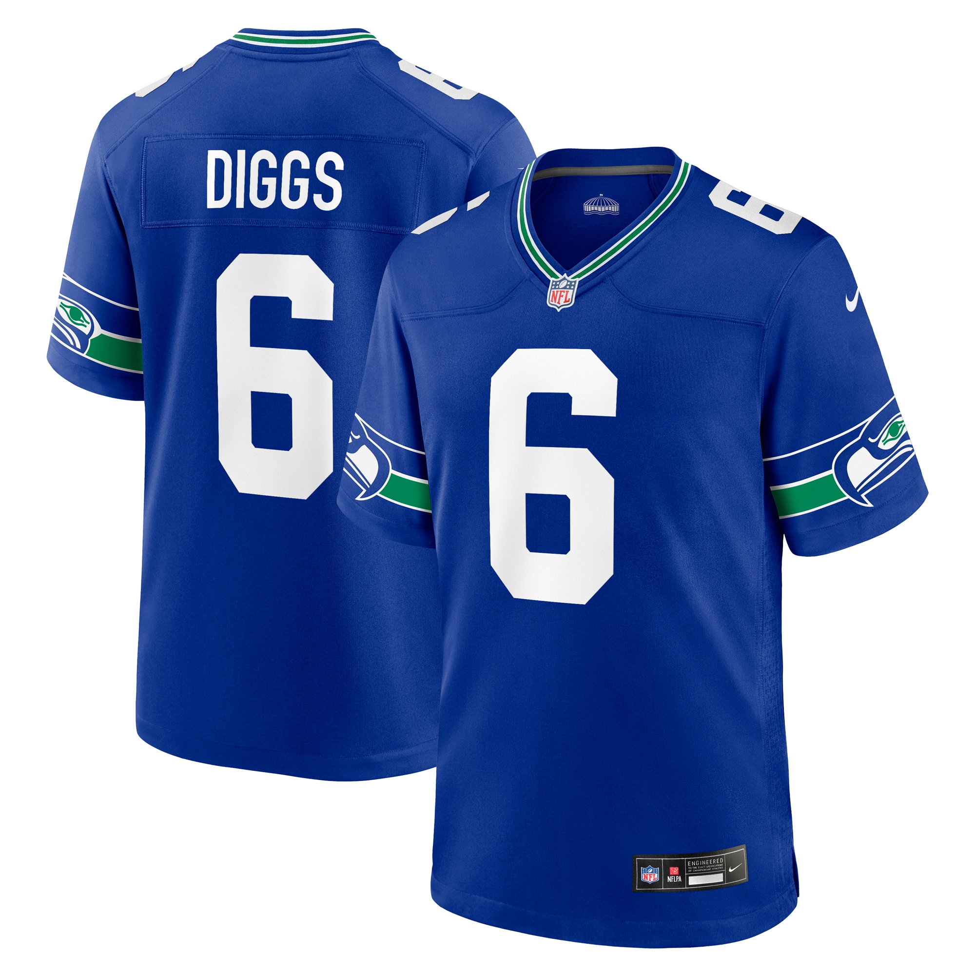 Men’s Seattle Seahawks Quandre Diggs Royal Throwback Player Game Jersey