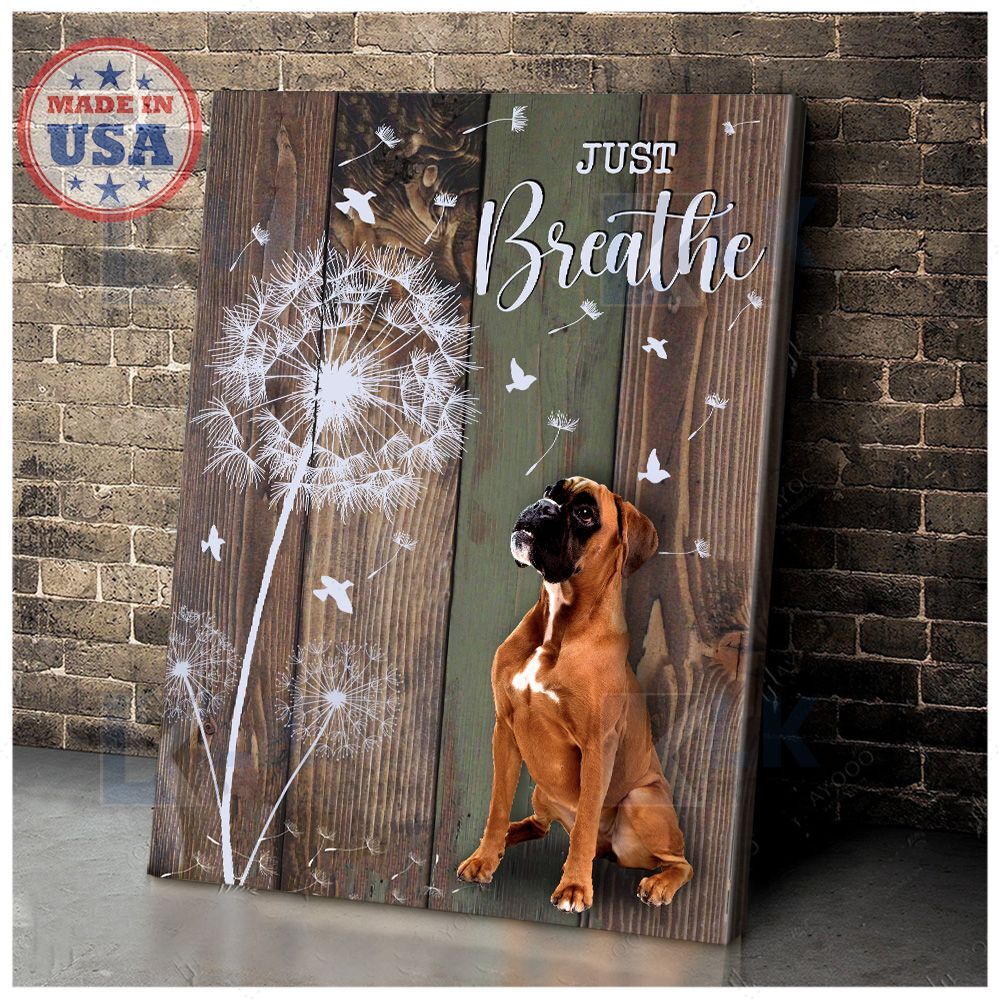 BOXER – CANVAS Just Breathe [09-B] | Framed, Best Gift, Pet Lover, Housewarming, Wall Art Print, Home Decor