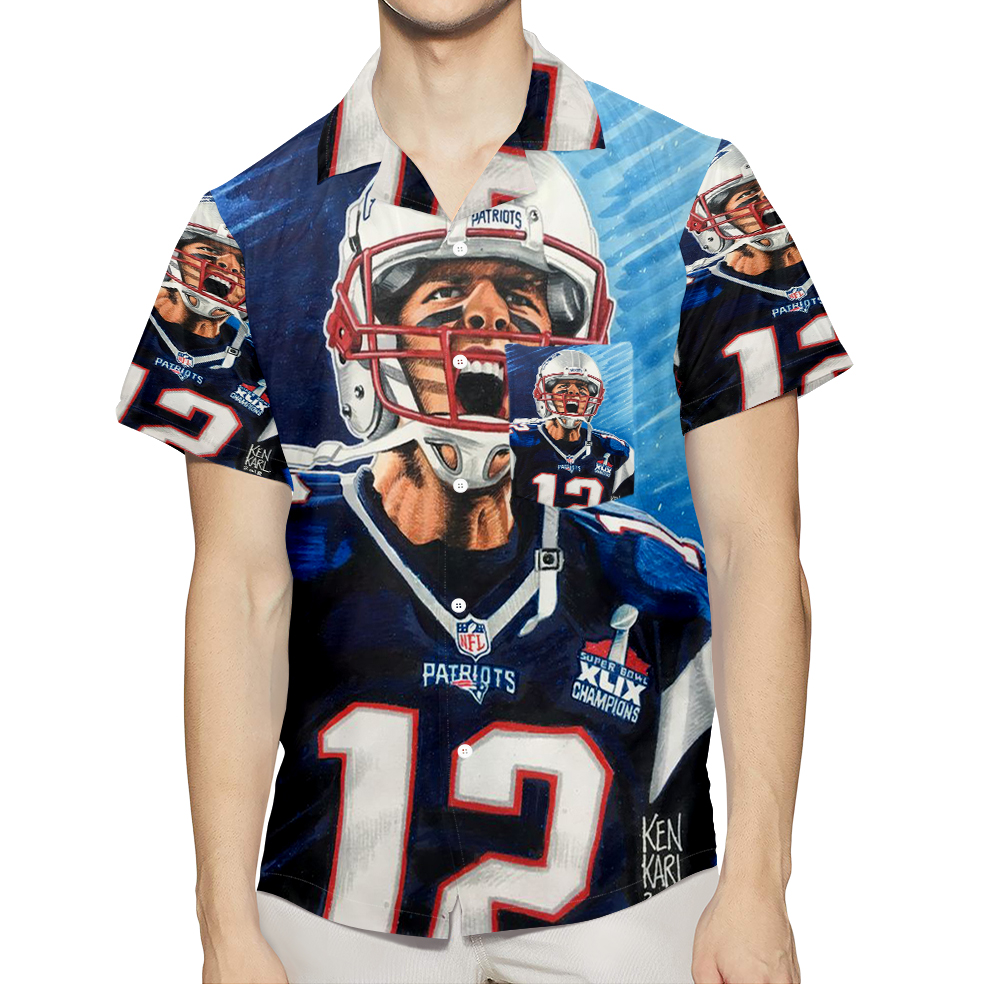 New England Patriots Tom Brady12 3D All Over Print Summer Beach Hawaiian Shirt With Pocket