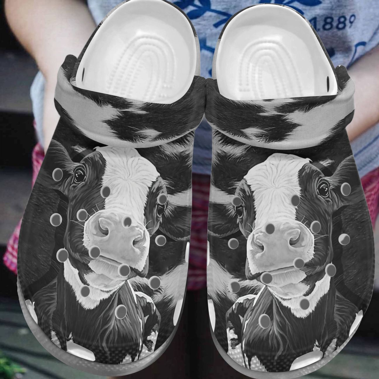 Cow Personalized Clog, Custom Name, Text, Color, Number Fashion Style For Women, Men, Kid, Print 3D Black And White Cow