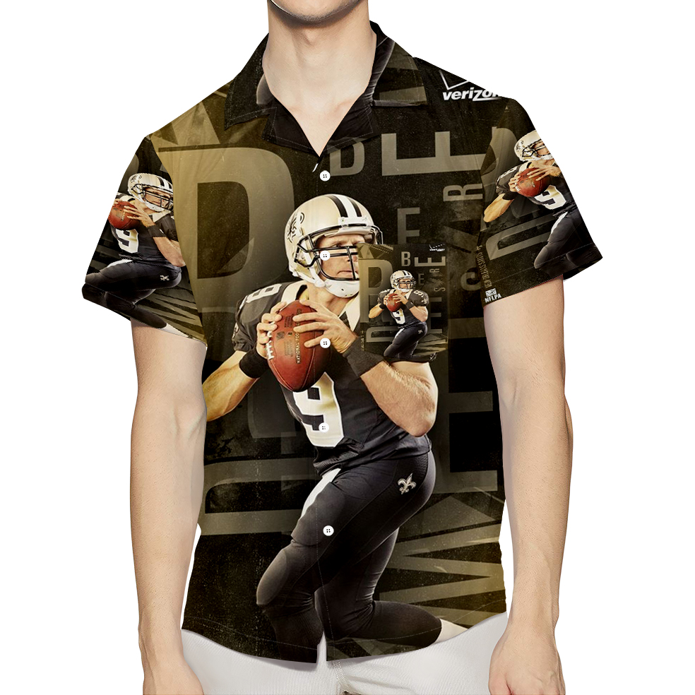 New Orleans Saints Drew Brees3 3D All Over Print Summer Beach Hawaiian Shirt With Pocket