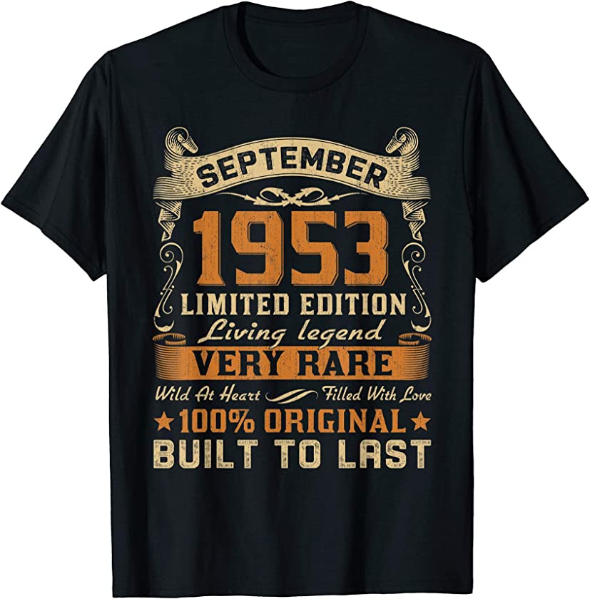 67th Birthday Gift 67 Years Old Retro Vintage September 1953 T-Shirt