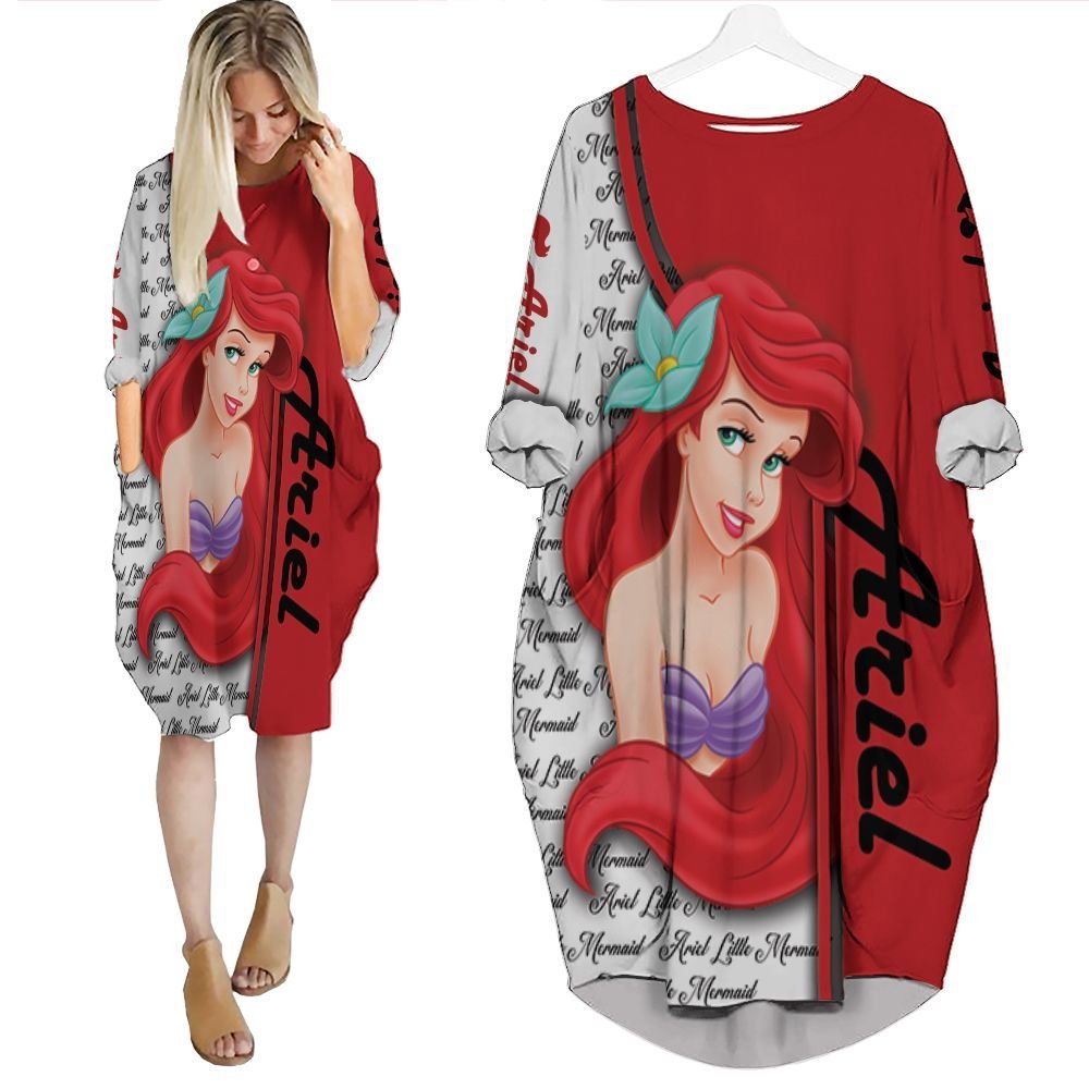 Ariel Little Mermaid Cartoon 3D T Shirt Hoodie Sweater Batwing Pocket Dress