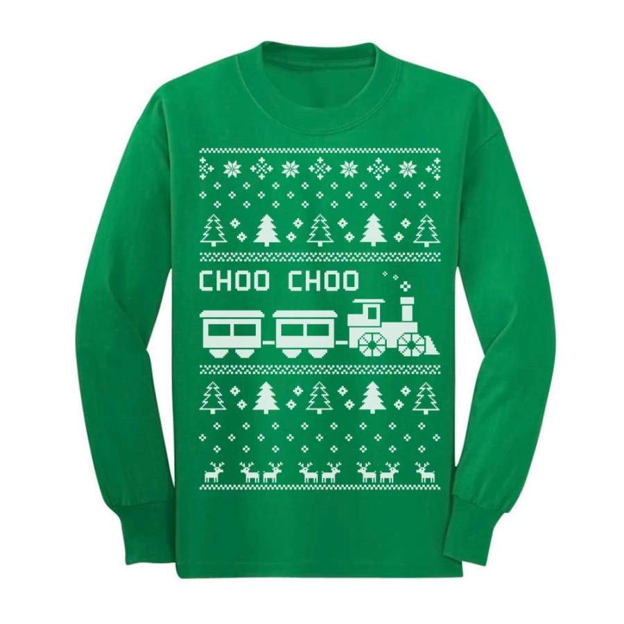 Choo Choo Train Children’s Ugly Christmas Sweater Cute Youth Kids Long Sleeve T-Shirt