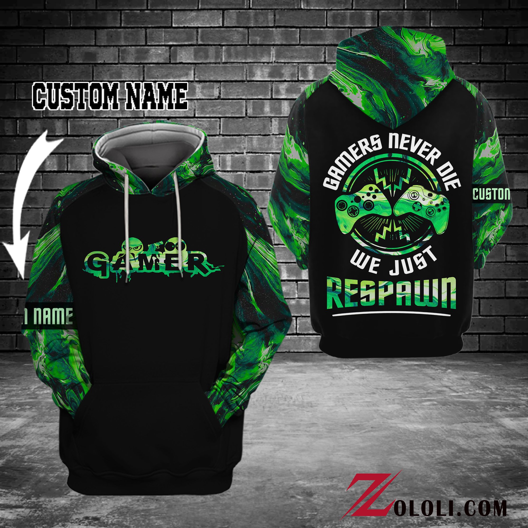 Xbox Gamers never die we just respawn hoodie 3D Custom TTM