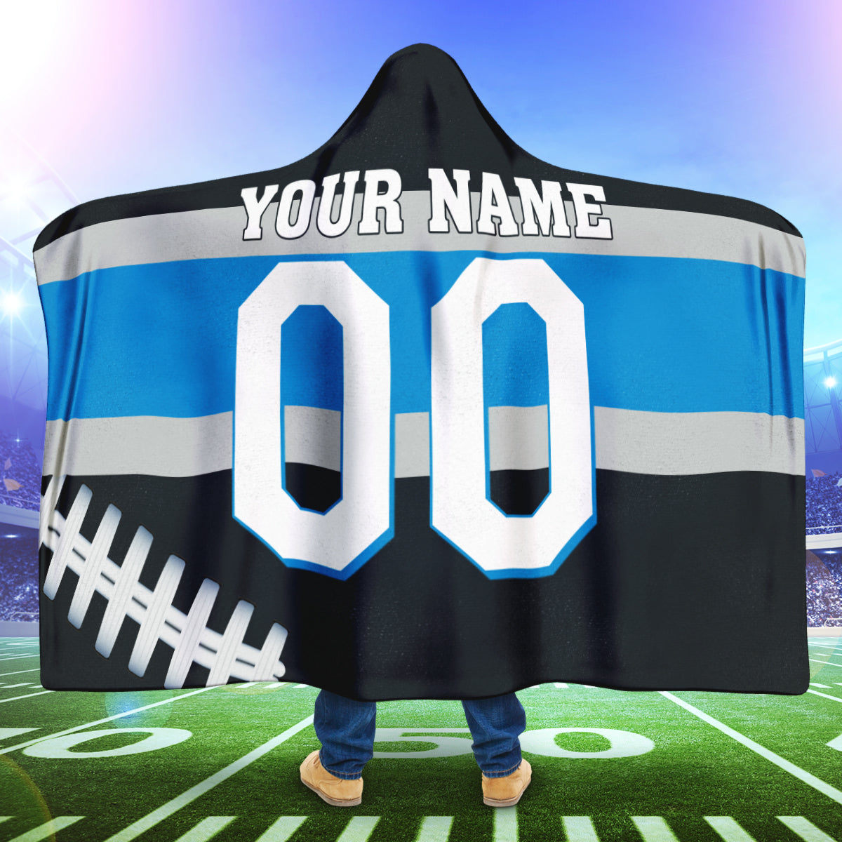 Custom Name Number Gift For Fan 3D Full Printing Hooded Blanket Carolina Panthers 5799