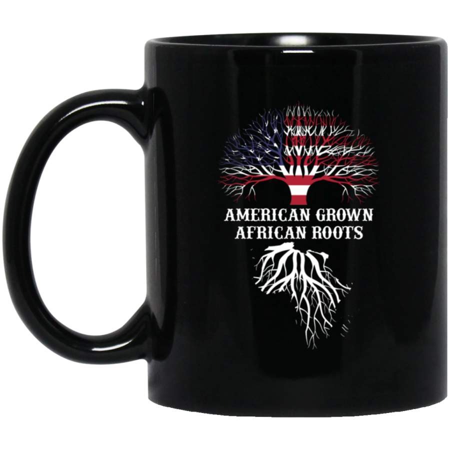 African American Coffee Mug American Grown African Roots Black History Month Funny Gift 11oz – 15oz Black Mug