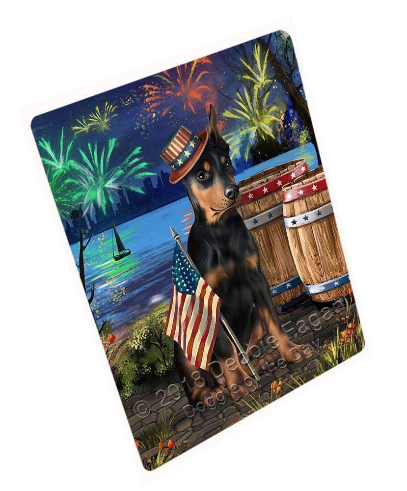 4Th Of July Independence Day Fireworks Doberman Pinscher Dog At The Lake Blanket Blnkt76422