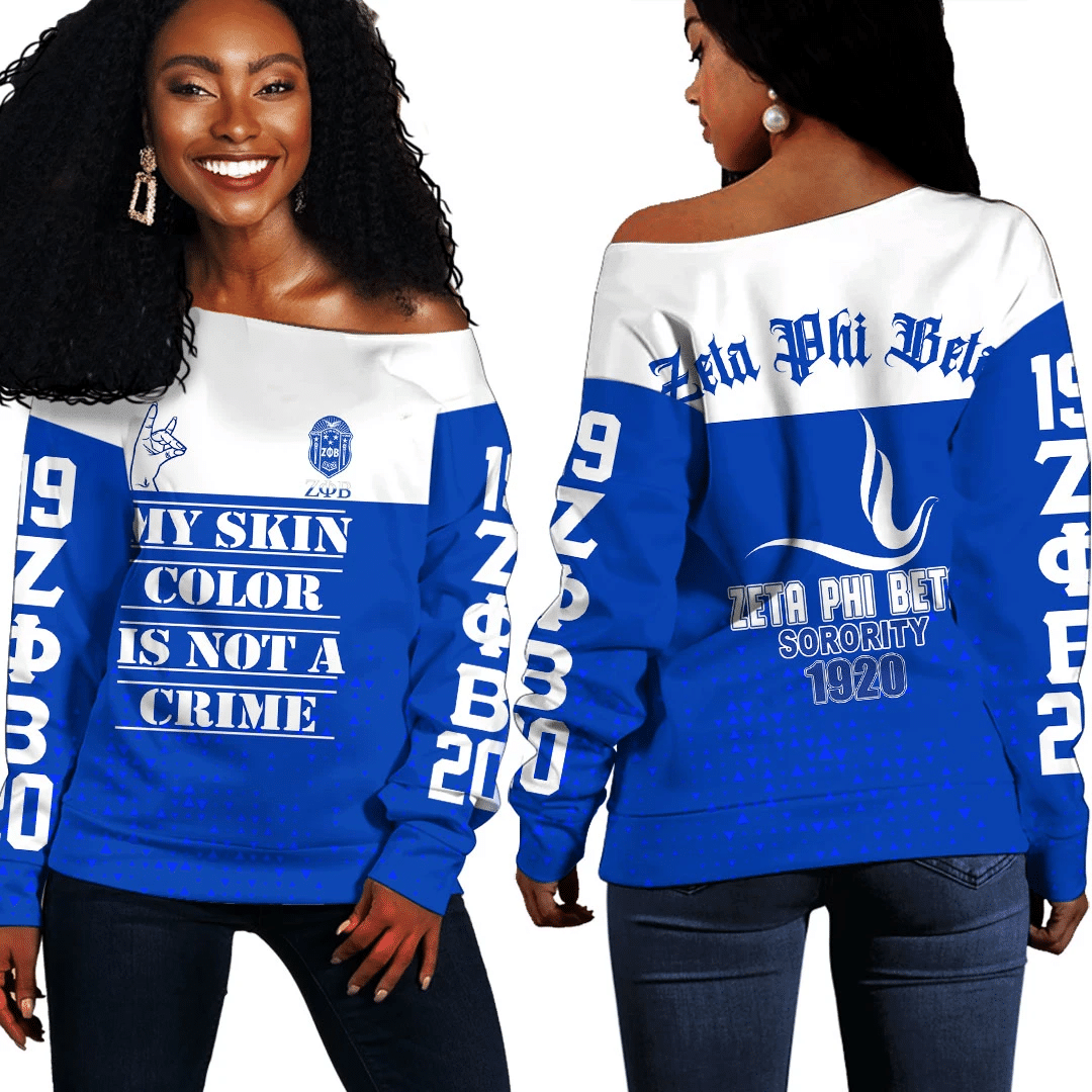 Sorority Sweatshirt – Zeta Phi Beta Women Off Shoulder