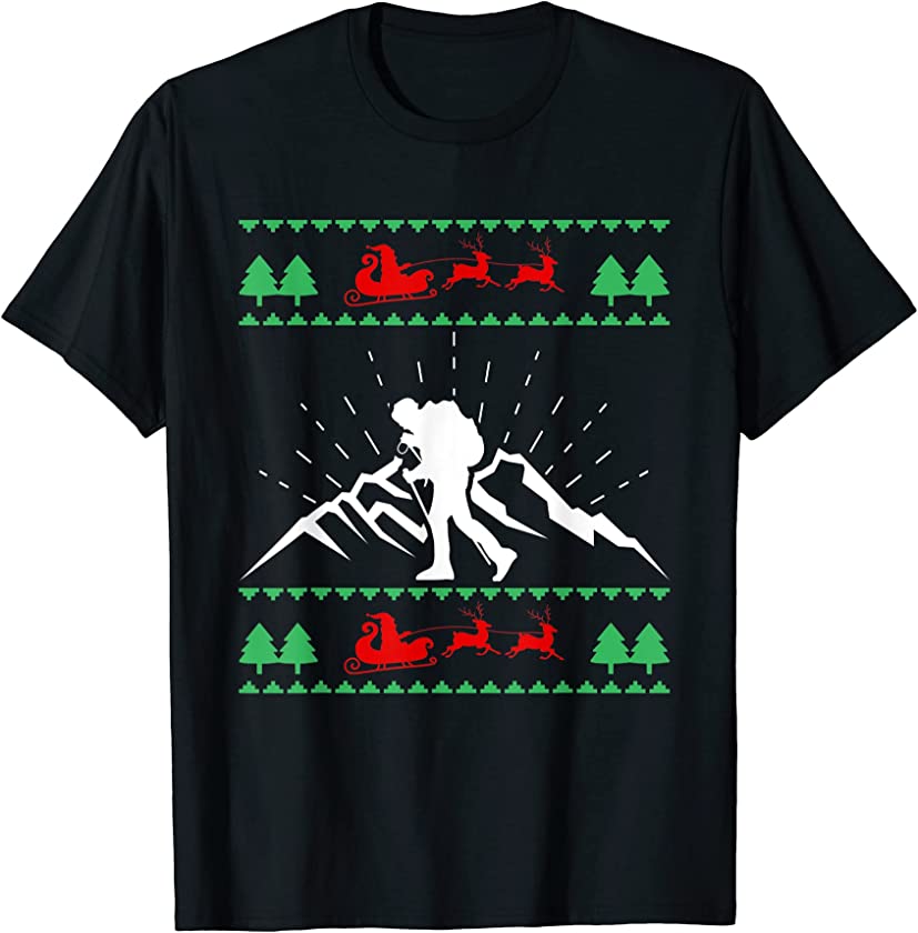 Ugly Christmas Hiking Hiker X-Mas Santa Claus New Year T-Shirt