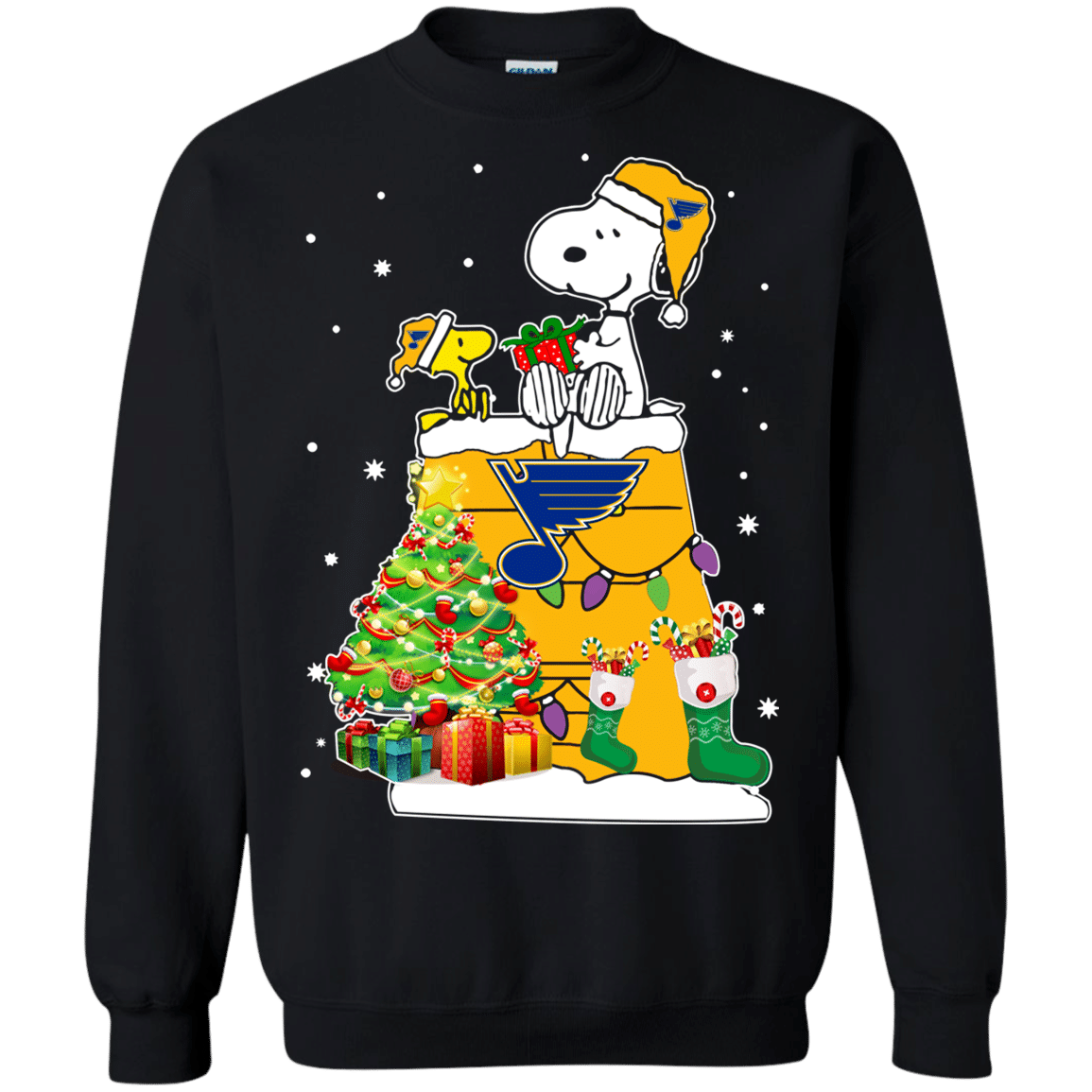 Buy St. Louis Blues Snoopy & Woodstock Christmas Shirt Sweatshirt