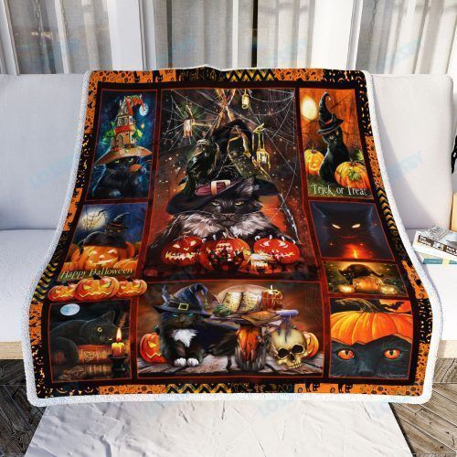 Black Cat Halloween Sofa Throw Blanket Qnn267B Block Of Gear™