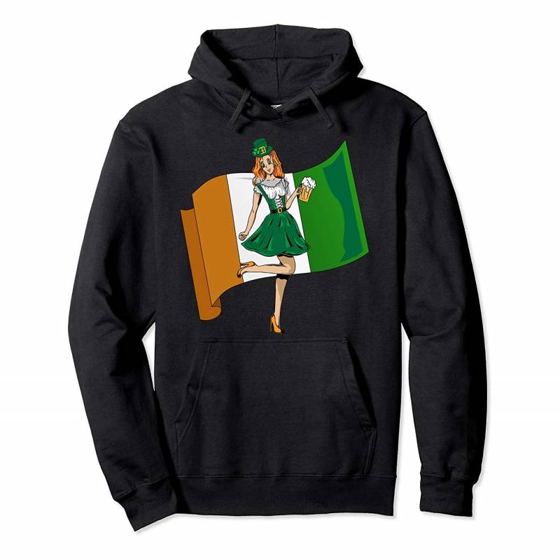 Womens St Pattys Day | Saint Patrick Irish Flag Pullover Hoodie