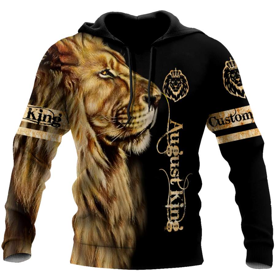 Custom Name August King Lion 3D All Over Printed Shirt for Men and Women