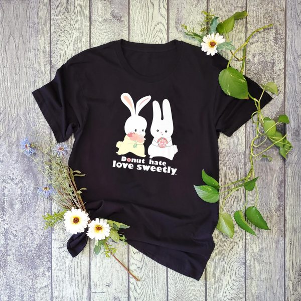 Bunny Donut Hate Love Sweetly Cute Bunny Valentine T-Shirt – Gst