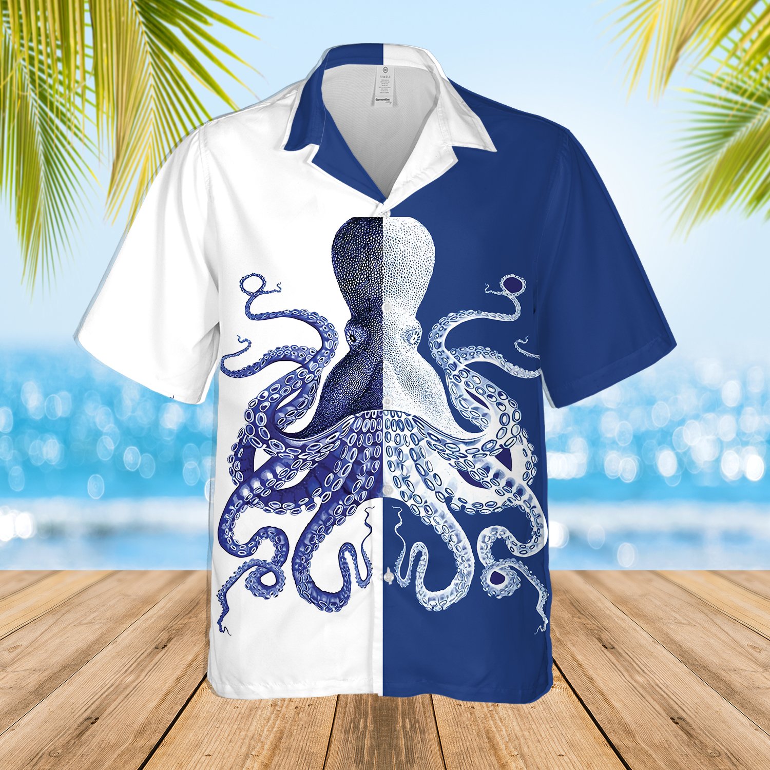 Blue Octopus Hawaii Beachshirt Ha9641