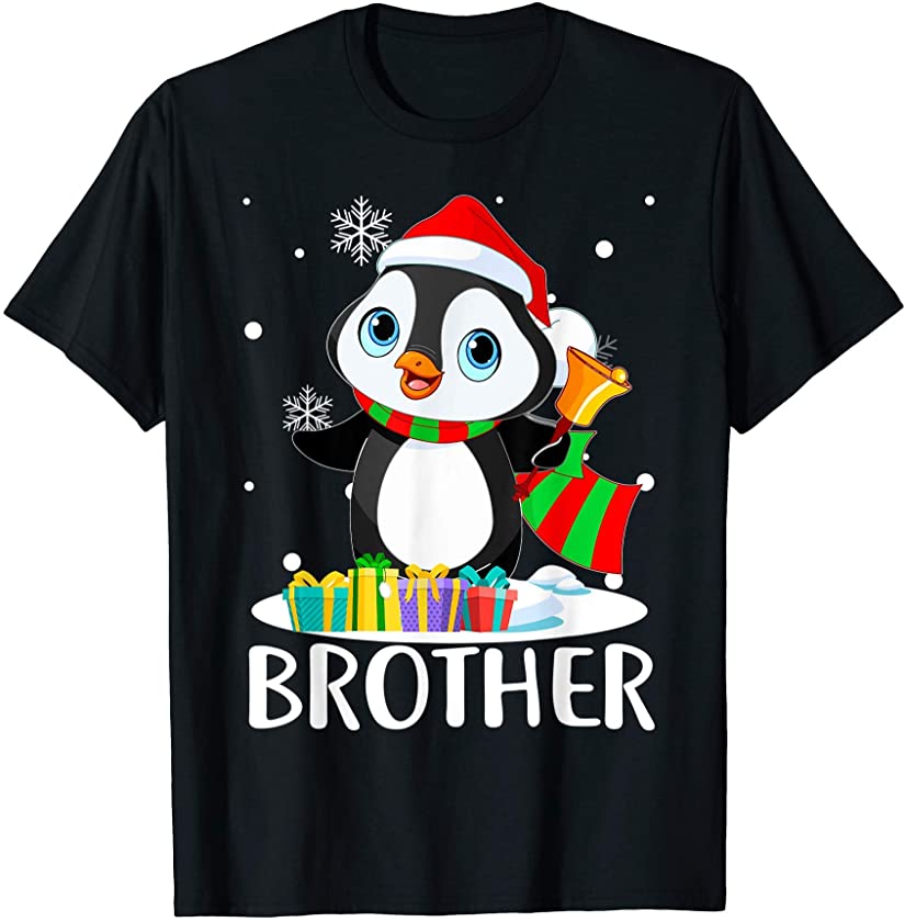 Brother penguin Hat Santa Christmas Matching Family Group T-Shirt