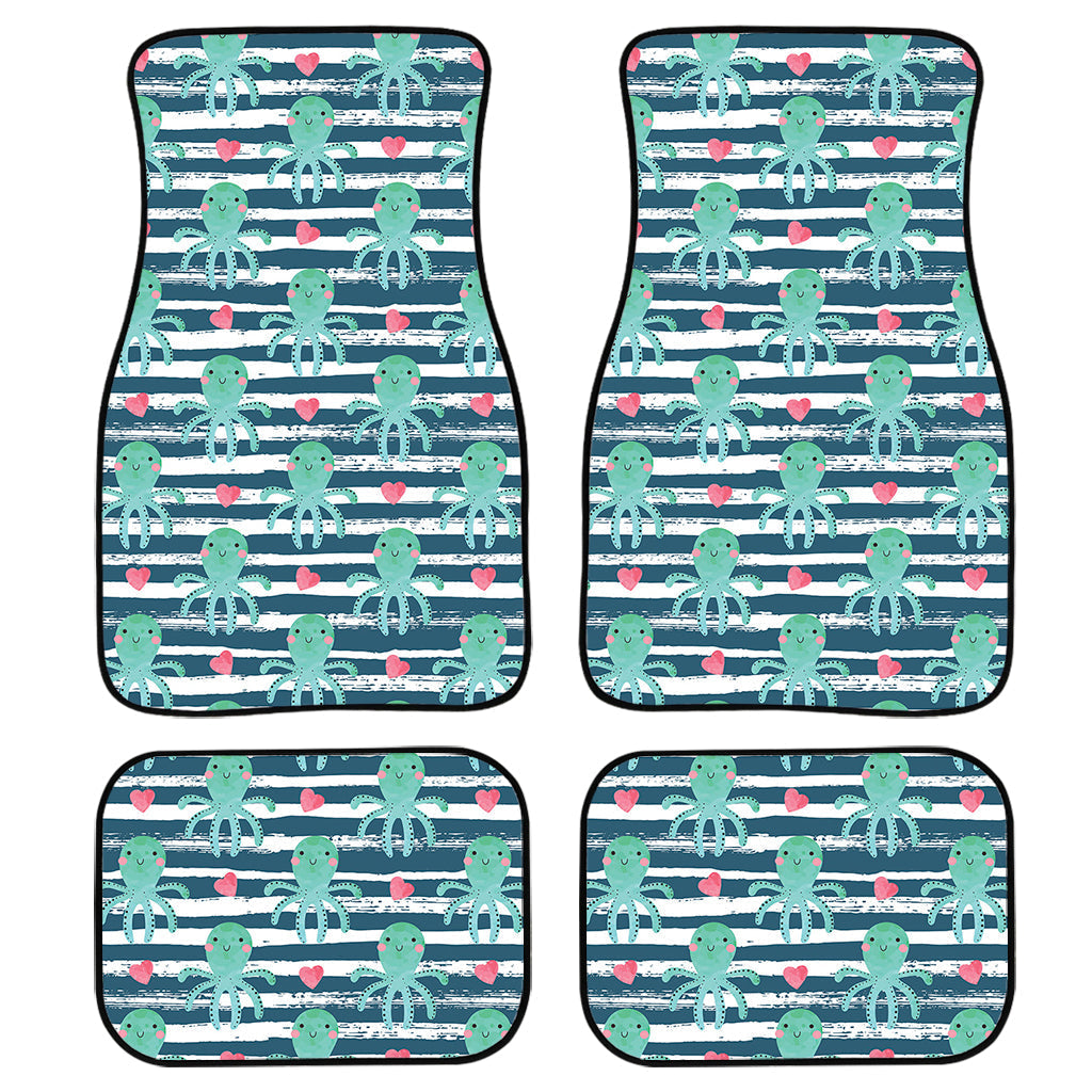 Cute Octopus Pattern Print Front And Back Car Floor Mats, Front Car Mat