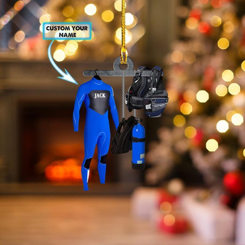 Custom Name Scuba Diver Shaped Ornament