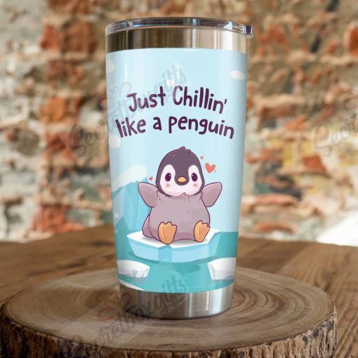 Personalized Just Chilling Like A Penguin Am0910070Cl Stainless Steel Tumbler Travel Customize Name, Text, Number, Image