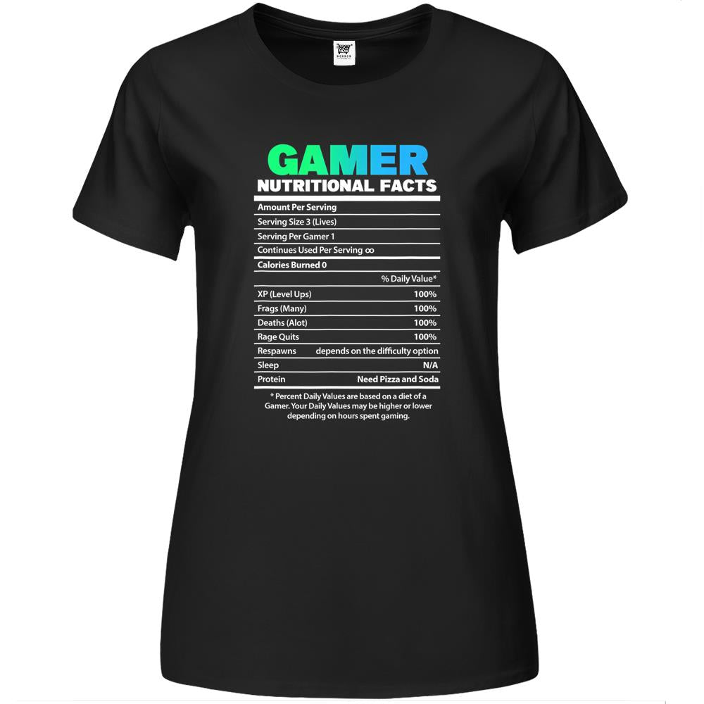 Nutritional Facts Shirt, Gamer Nutrition Facts Shirt, Gamer Nutritional Facts Funny Video Gaming Premium Womens T Shirts