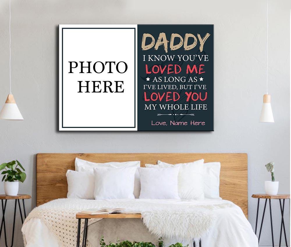 [Personalized Name & Photo] Daddy, I’Ve Loved You My Whole Life Gift For Family Home Decor Wall Art Canvas Memorial Home Decor