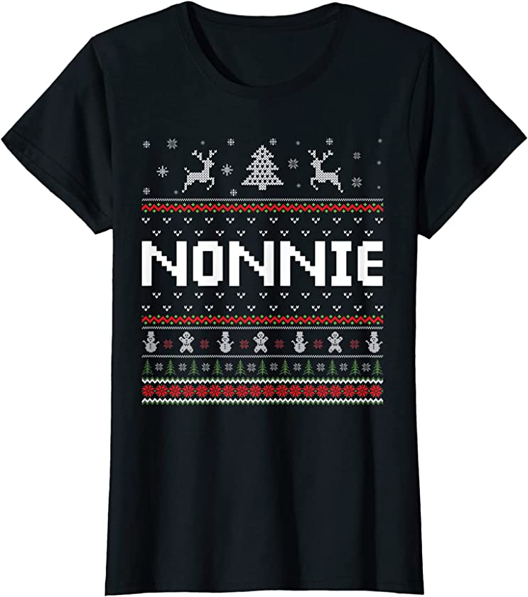 Womens Nonnie Ugly Holiday Party Matching Ugly Christmas Sweater T-Shirt