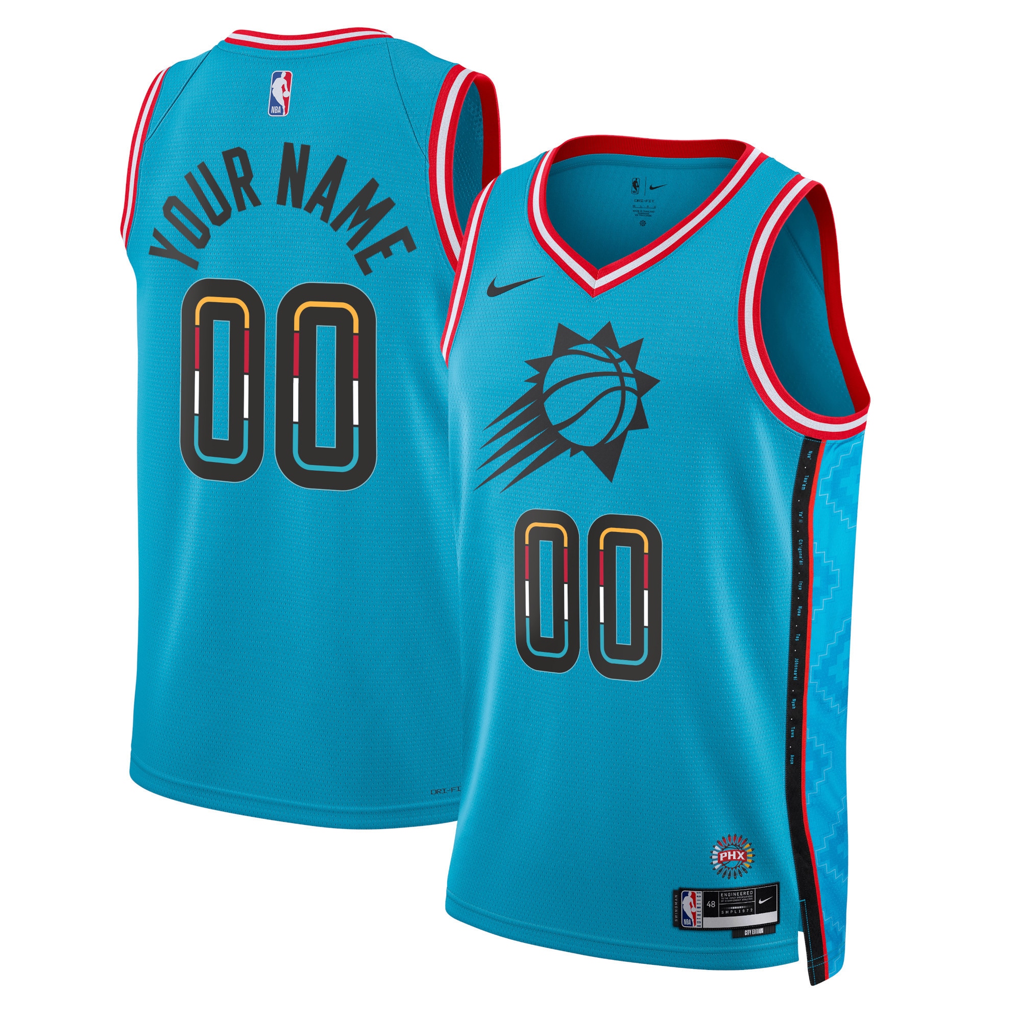 Phoenix Suns Unisex 2022/23 Swingman Custom Jersey – City Edition – Turquoise